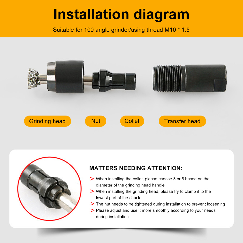 Hardware Tool Angle Grinder Modified Adapter Straight Grinder Chuck For 100-type Angle Grinder M10 Thread Grinding Polishing