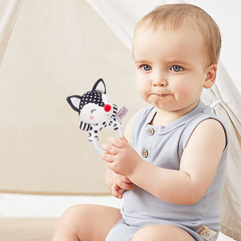 Cute Baby Rattle Toys Elephant Plush Infant Cartoon Bed Toys for Newborn 0-24 Months Educational Toy Bear Hand Ring Bell Teether