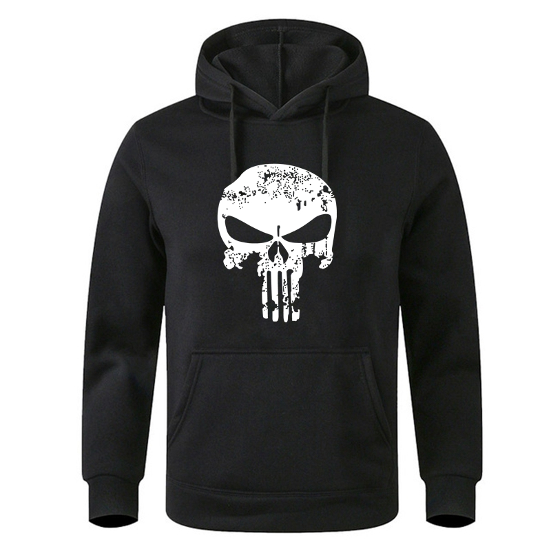 Punishers 프린트 플리스 풀오버 후드 남성/여성 캐주얼 후드 스트리트웨어 스웨트 남성 해골 하라주쿠 고품질상의