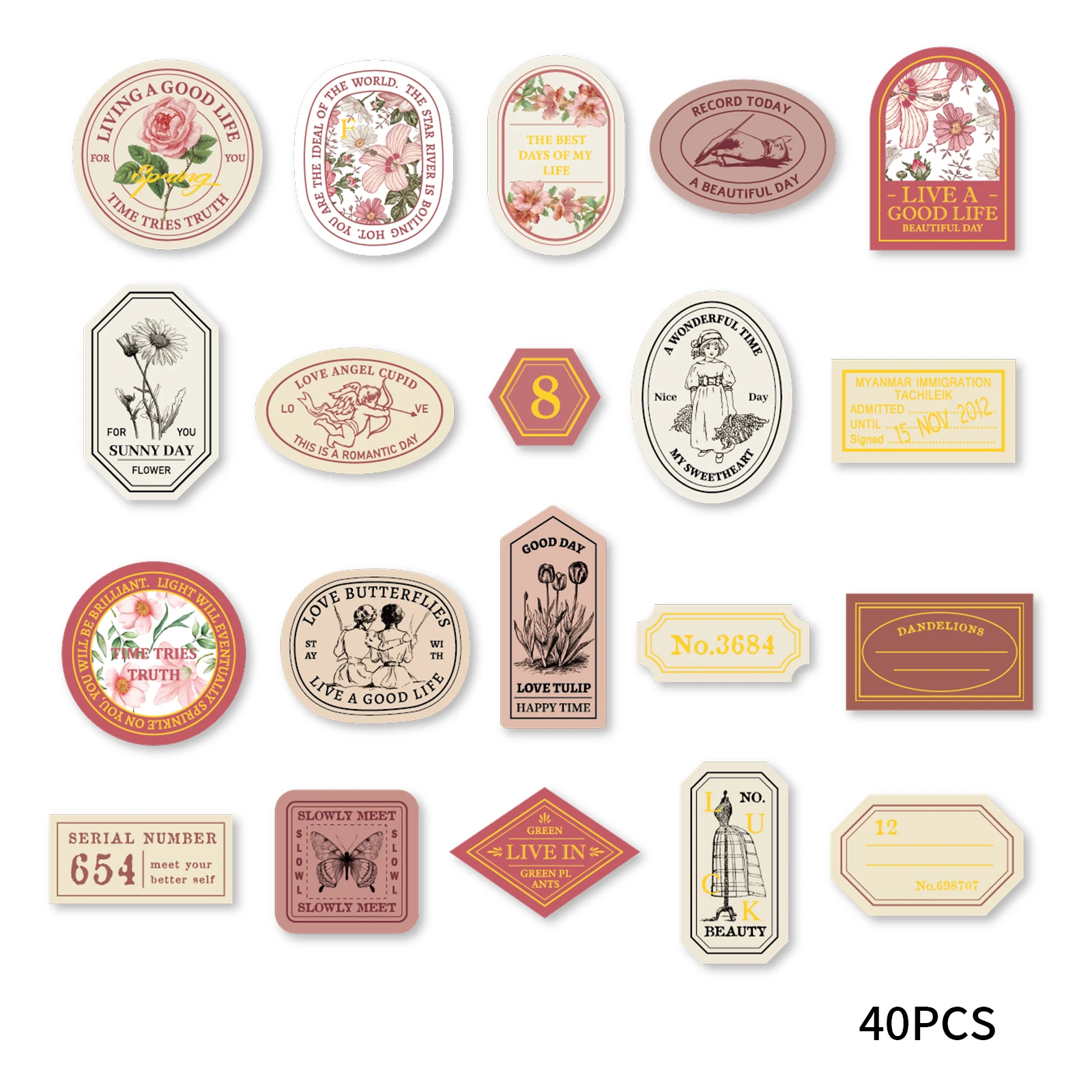 40 sztuk/pudło Retro materiałowa naklejka proces brązujący może być używana do dekoracji podręcznika naklejka na kopertę