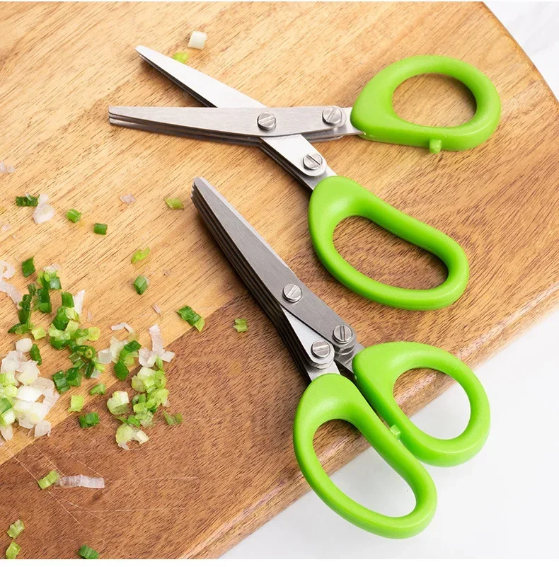 Multifunctionele Rvs 3/5 Layer Keuken Schaar Peper Versnipperd Gehakte Lente-ui Cutter Laver Cut Koken Tool