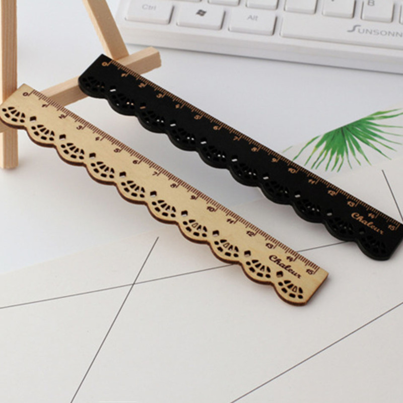 1 Piece Wood Lace Straight Ruler Office School Supply Ellen Brook Drawing Sewing Vintage