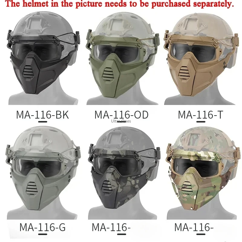 Máscara tática com óculos conjunto tiro airsoft cs wargame máscaras paintball caça acessórios