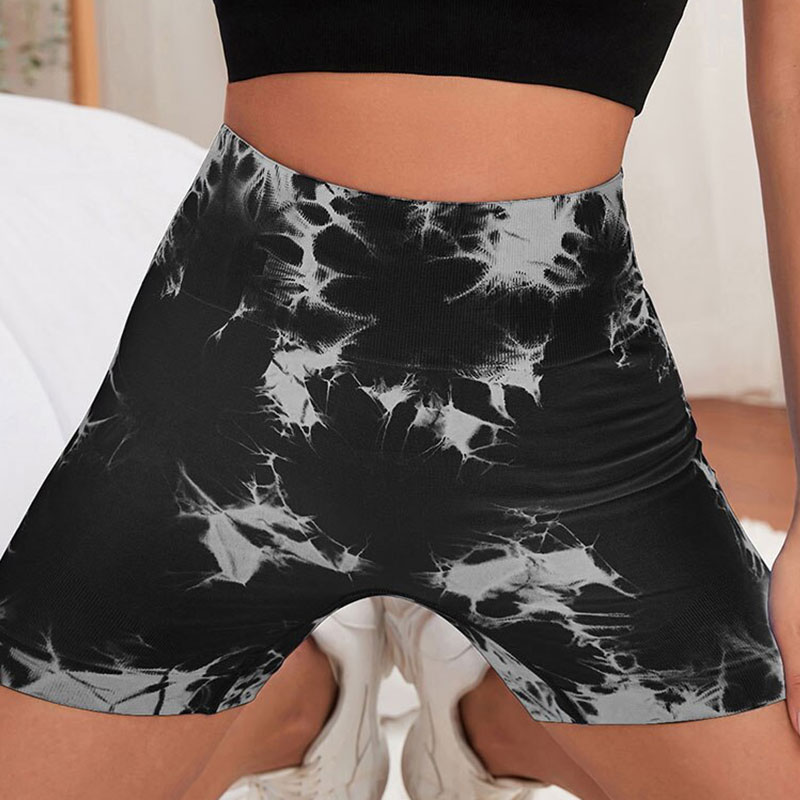 Nahtlose Tie Dye Yoga Shorts Hohe Taille Schnell Trocknende Fitness Shorts Honig Pfirsich Heben Hüfte Yoga Sport Enge Shorts