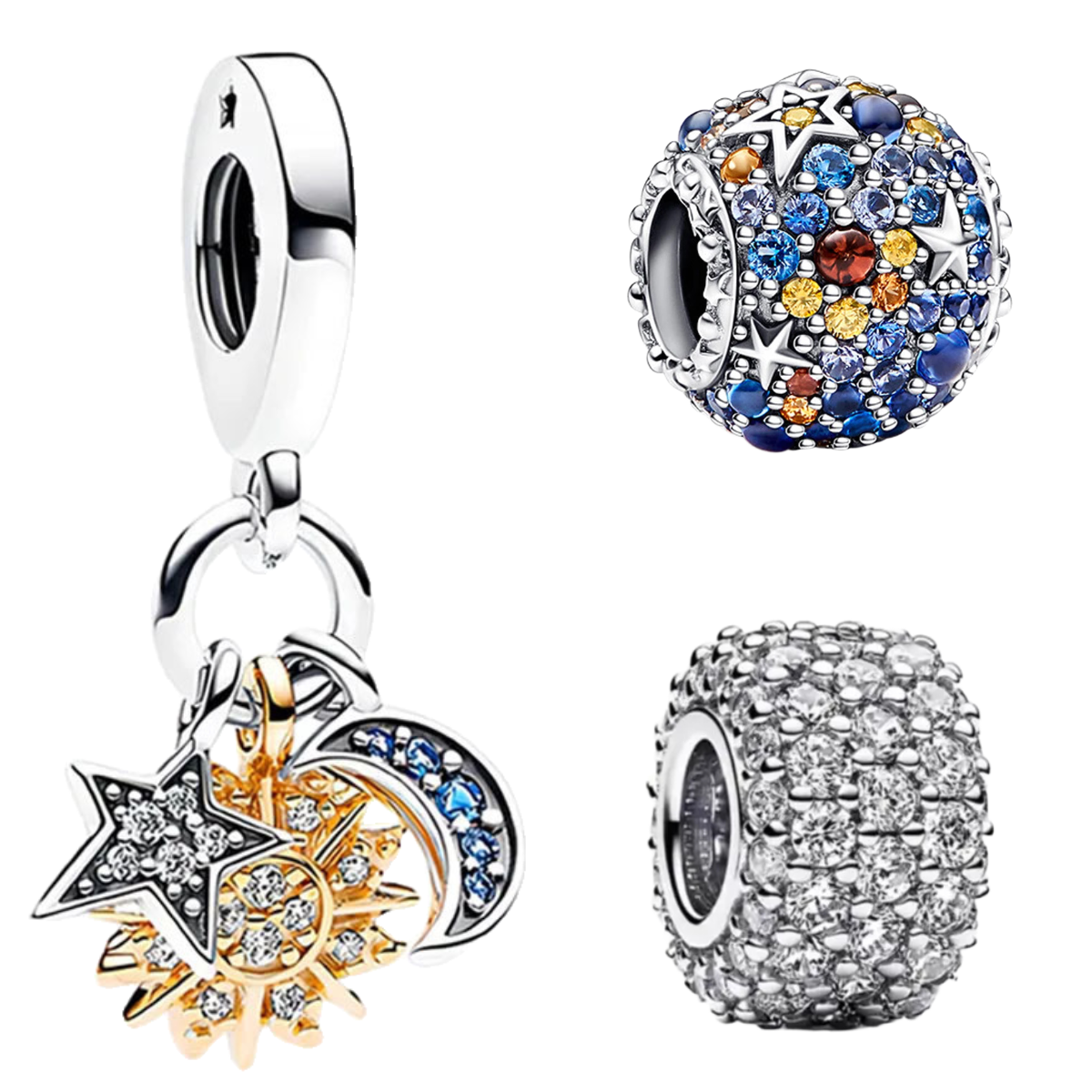 925 Sterling Zilveren Bedels Kleurrijke Zon Maan Sterren Dangle Charm Fit Originele Hanger Armbanden Ketting Vrouwen DIY Fijne Sieraden