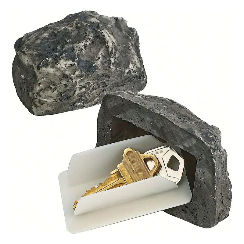 Boîte à clés en pierre de Simulation, boîte à clés de porte cachée pour cour extérieure, petite pierre en résine en forme de pierre, accessoires pour la maison cachés