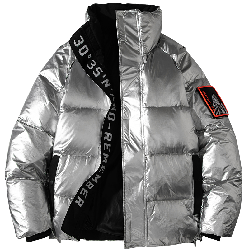 UETEEY Zimowa biała kurtka puchowa męska Moda Błyszczące grube ciepłe płaszcze hip-hopowe Outdoor Para Męskie kurtki puchowe Streetwear