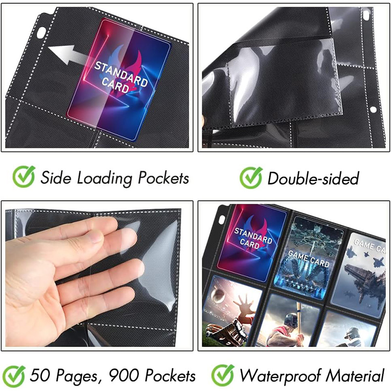 Carpeta de fundas para tarjetas comerciales con 900 bolsillos, fundas para carpetas de tarjetas de béisbol aptas para carpeta de 3 anillas, Protector de tarjetero