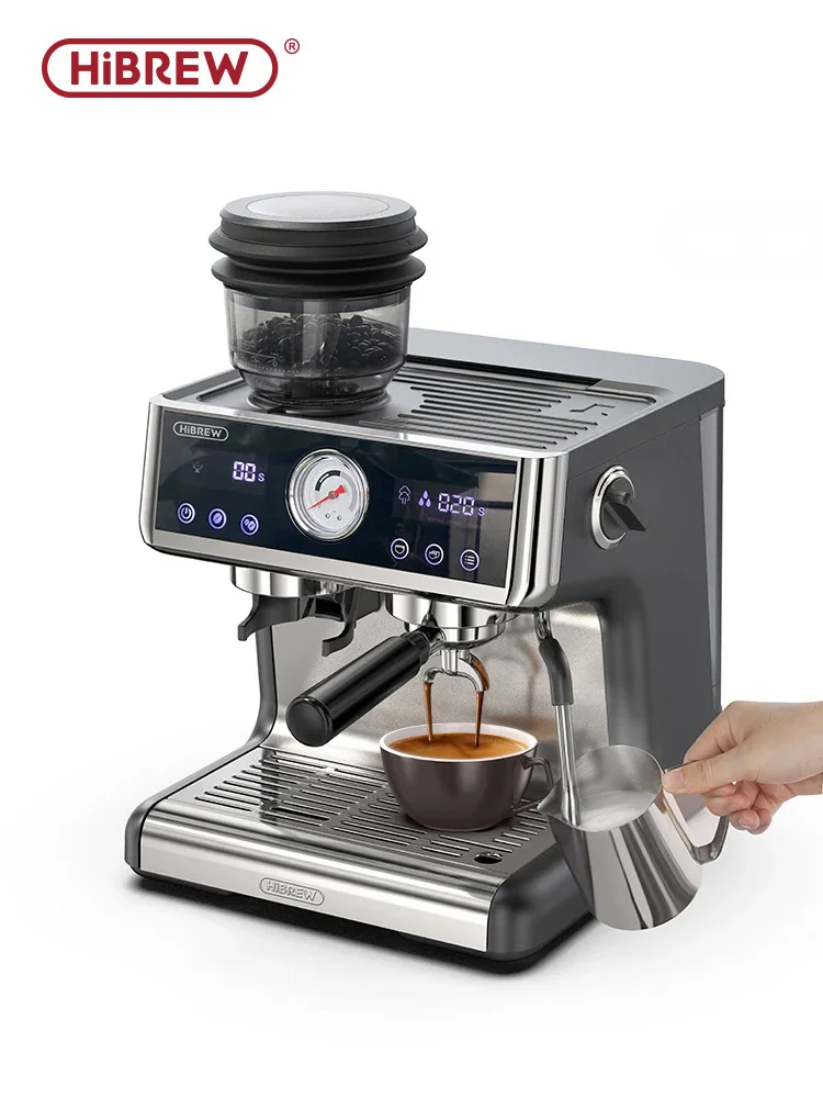 HiBREW Sistema de caldera doble Barista Pro 20Bar Bean to Espresso Cafetera Cafetera con Kit completo para cafetería Hotel restaurante H7A