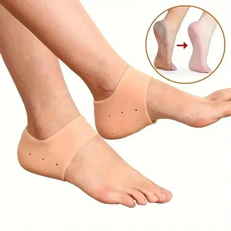 1쌍 실리콘 고무 젤 양말 갈라짐 방지 라이너 힐 양말 탄력 있는 실리콘 보습 발 피부 관리 힐 발 보호