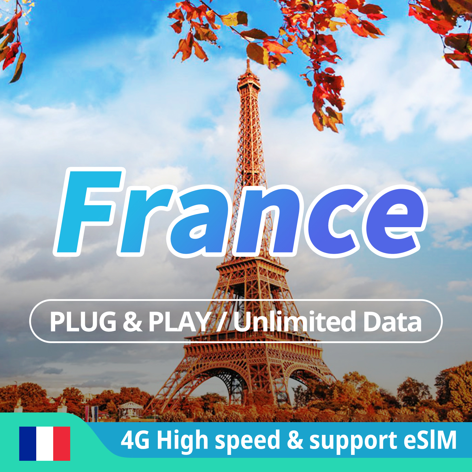 SIM Card, França, Europa, Reino Unido, Paris, 4G, LTE, Internet ilimitada, Suporte à Internet, Cartão SIM