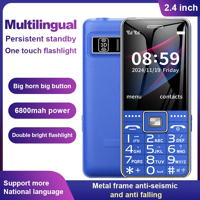 GSM 2G BAR Phone G600 Dual SIM Card 6800mAh Battery SOS Big Key 2.4Inch Screen Mobile Cellphone For Old Man Woman MP3 Recoder