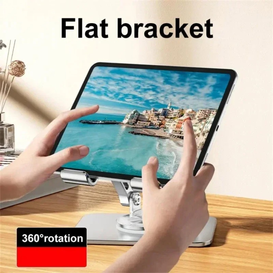 360° Rotation Foldable Mobile Phone Tablet Bracket  Laptop Bracket Aluminum Alloy Desktop Lazy Backet Height Adjustable for iPad