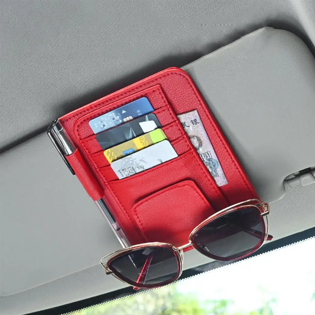 Penyimpanan Pelindung Matahari Mobil Tempat Kacamata Multi-saku Pelindung Penyimpanan Dokumen Aksesori Mobil Matahari Interior Mobil Multifungsi E6J9