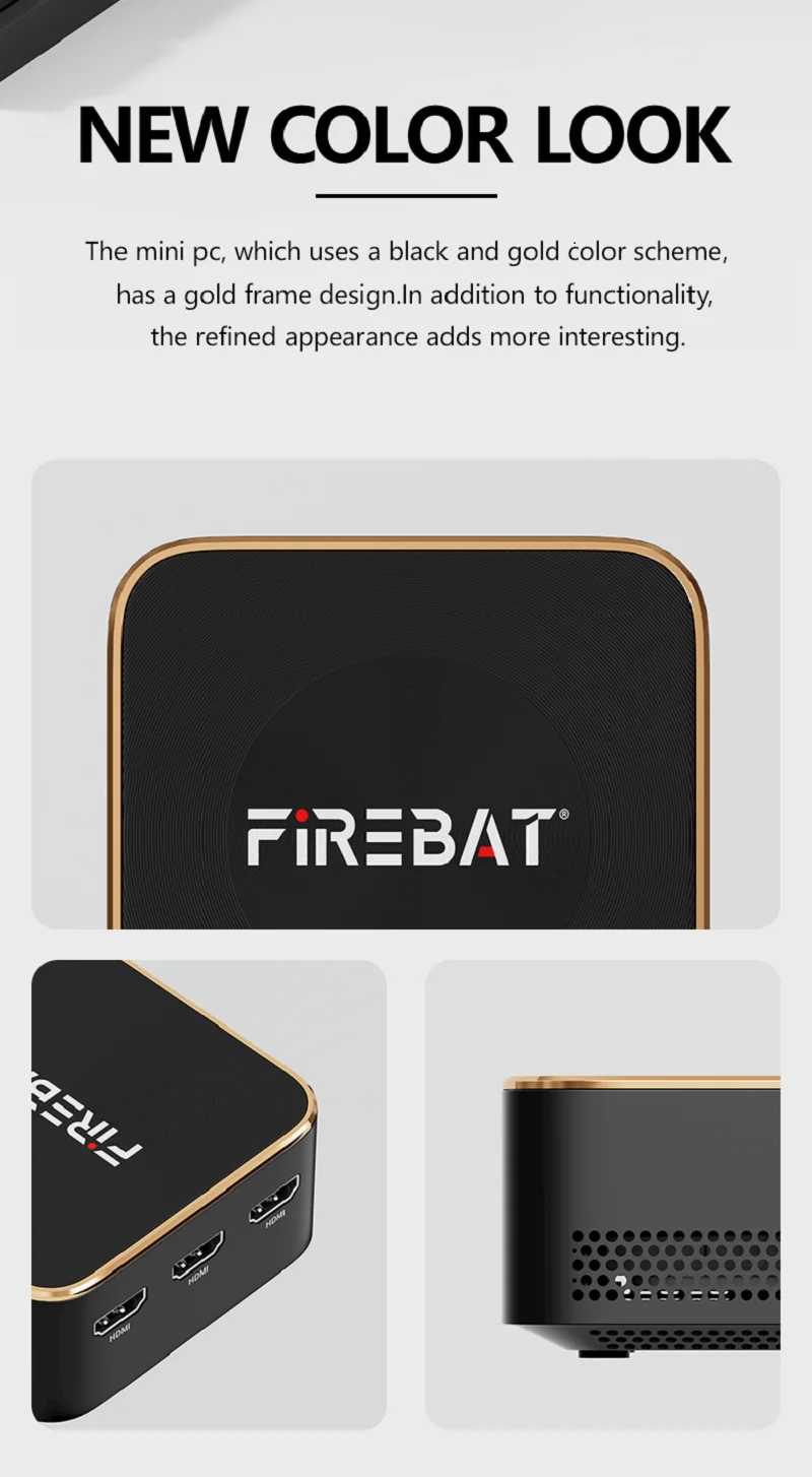 FIREBAT T8 PLUS Мини-ПК Геймер Intel N100 Процессор Windows 11 Мини-ПК Игровой LPDDR5 16 ГБ ОЗУ 512 ГБ SSD WIFI5 BT4.2 Настольный компьютер
