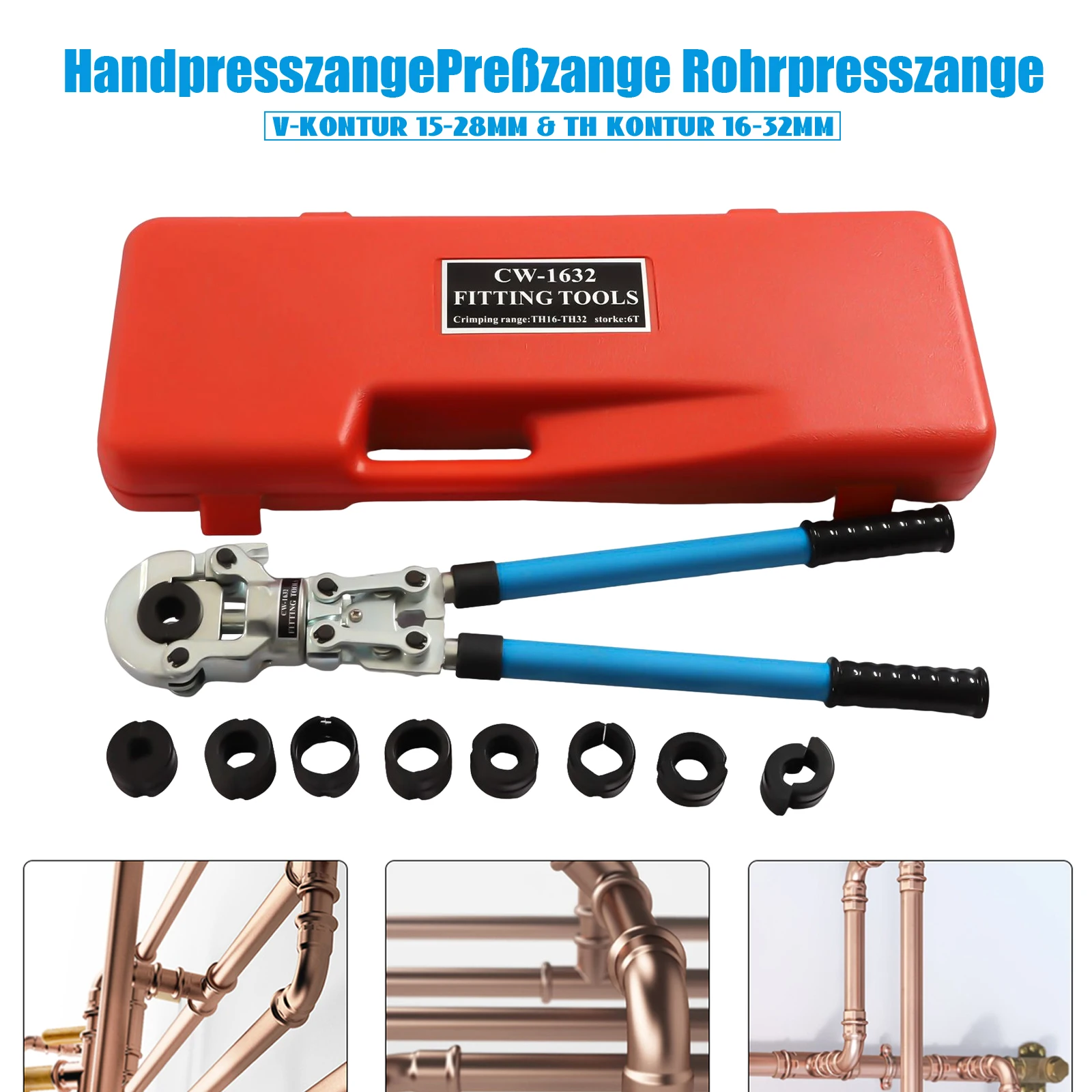 Pinza a crimpare idraulica regolabile con forza 6T e design a cricchetto per collegamenti tubi