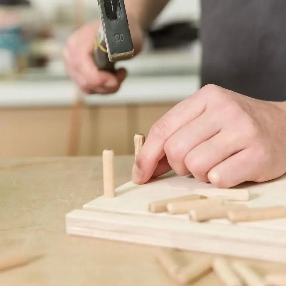 100pcs ไม้ Dowels ไม้เนื้อแข็ง Dowel M6/M8/M10 Chamfered ร่อง Beech Dowel ร่องสําหรับช่างไม้เฟอร์นิเจอร์ผู้ผลิตซ่อมเครื่องมือ