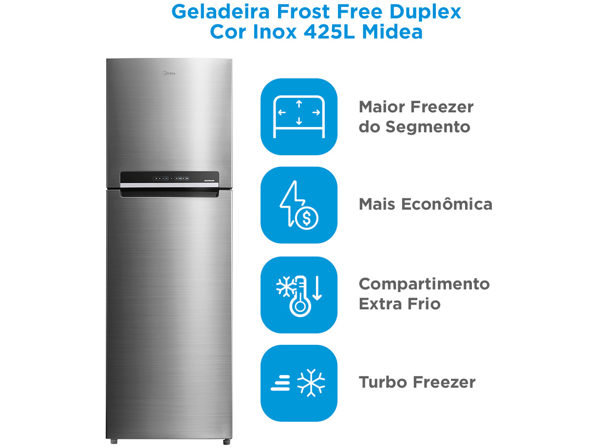 Geladeira/Refrigerador Midea Frost Free Duplex 425L MD-RT572EVD461 - 110V