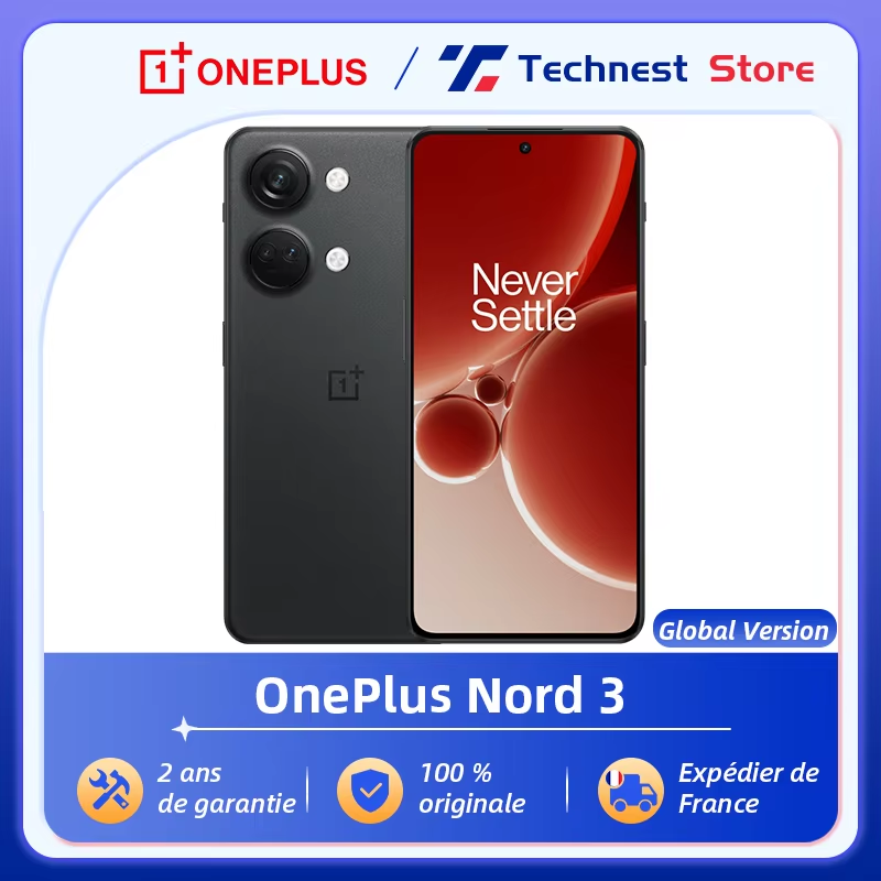OnePlus-Nord 3 MediaTek Dimensão 9000, Versão Global, Ecrã AMOLED Super Fluido, 8GB RAM, 16GB ROM, 16GB RAM, Carregador SuperVOOC 80W, 120Hz