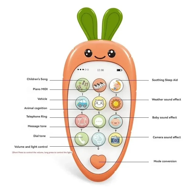 Simulated Biting Mobile Phone Intelligent Early Education Cartoon Puzzle Music Story Learning Telephone Toy Simulated Biting Mob
