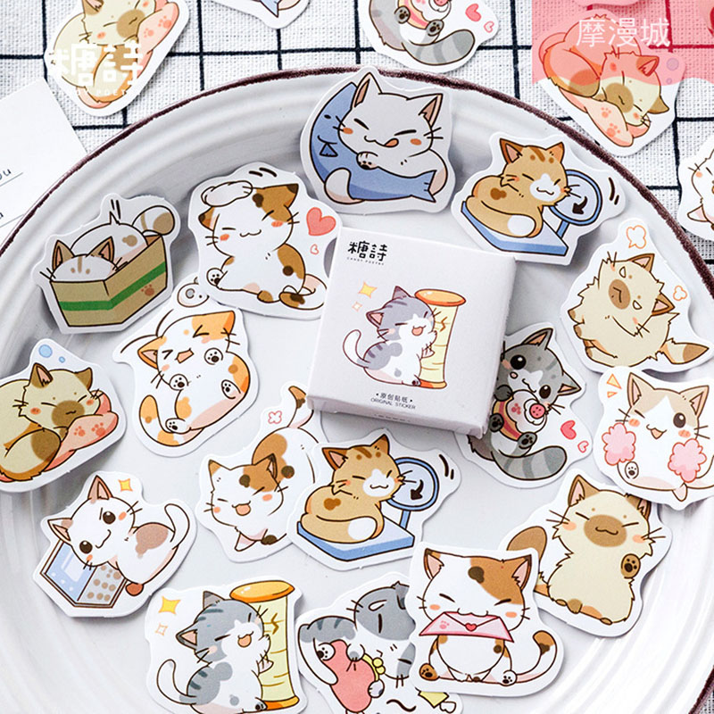 45 ชิ้น/กล่อง My Naughty Cats Kawaii Mini สติกเกอร์กระดาษ Diy ไดอารี่อัลบั้ม Scrapbooking ตกแต่งโรงเรียนเครื่องเขียนสติกเกอร์
