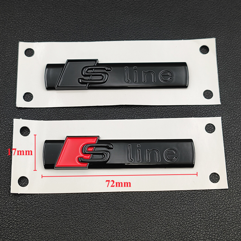 3d abs cromo preto sline logotipo s linha emblema carro fender emblema para audi a3 a4 a5 a6 a7 q2 q5 q7 q3 tt s linha adesivo accrssorie