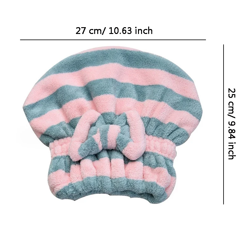 1 pz Asciugamano per capelli asciutti Cuffia per capelli ad asciugatura rapida Cuffia per doccia per donna Modello a strisce Accessori da bagno super assorbenti Cofani per capelli