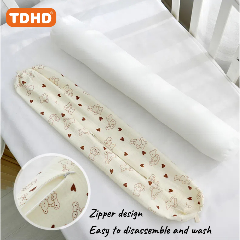 Almofada cilíndrica TDHD, travesseiro de pescoço redondo para cama de bebê (pacote com 1, estampa de desenho animado fofo) 23,6 x 4 polegadas, travesseiro de coleira para bebê