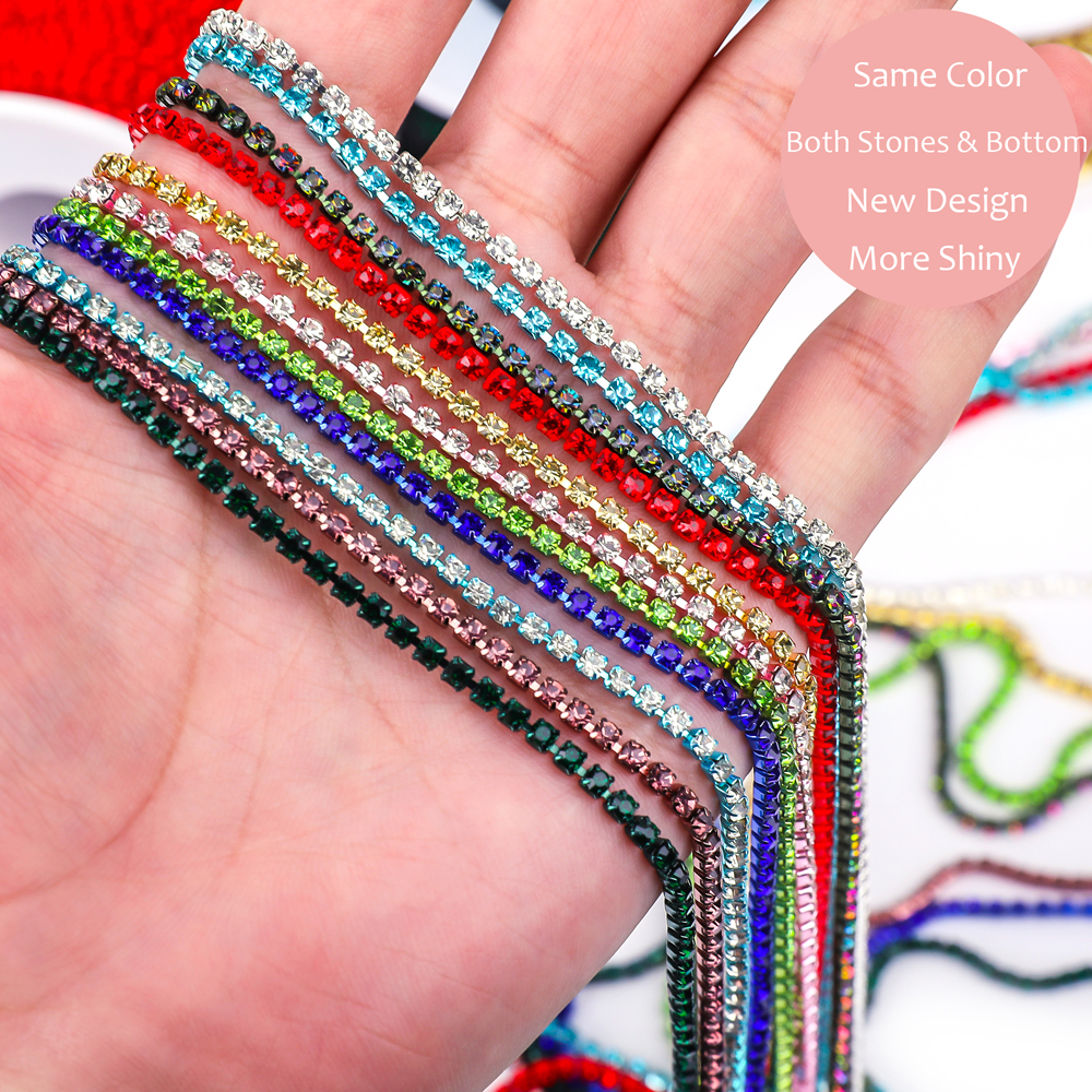 Crystal10 Yard Rhinestones Trim Stone Cup Chain Gold Diamond Strass Decorative Applique Crystal Trimmings For Dresses