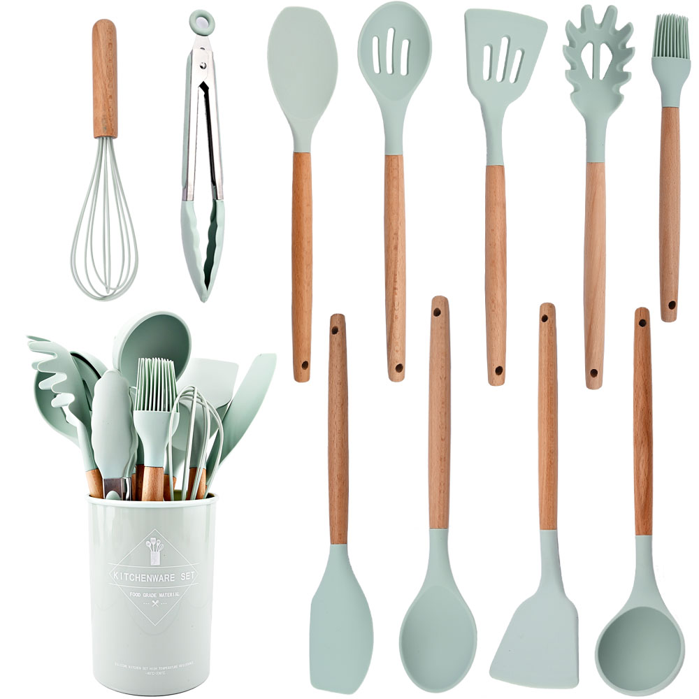 Hitze Beständig Silikon Geschirr Kochen Utensilien Set Küche Nicht-Stick Kochen Utensilien Backen Werkzeuge Mit Lagerung Box Werkzeuge
