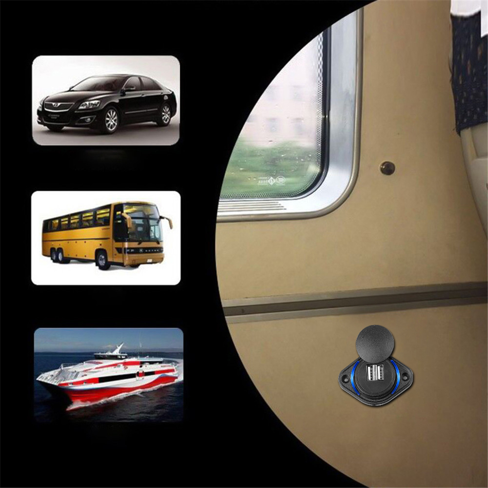 Dual-USB-Ladegerät, 12–24 V, 3,1 A, Auto-Ladegerät, Steckdosen-Adapter, Telefon-Aufladung für Motorrad, Auto, Boot, ATV, UTV, Wohnmobil, Wohnwagen