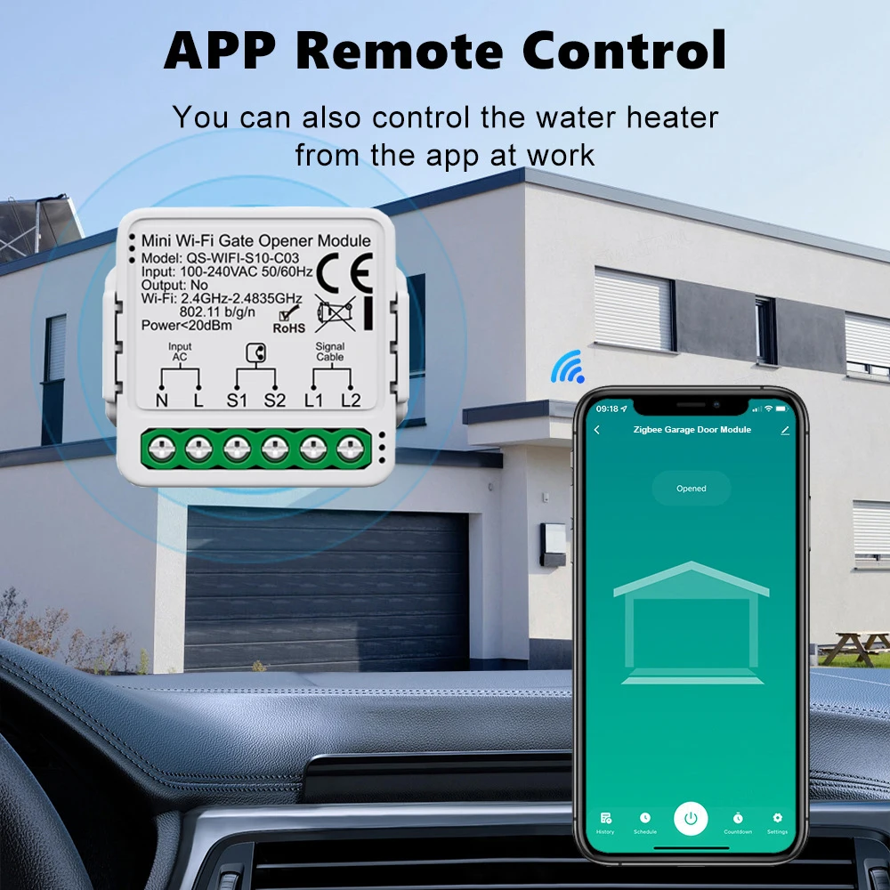 Tuya Mini WiFi устройство открывания гаражных ворот Smart Life App Дистанционное голосовое управление Модуль переключателя ворот работает с Alice Alexa Google Home
