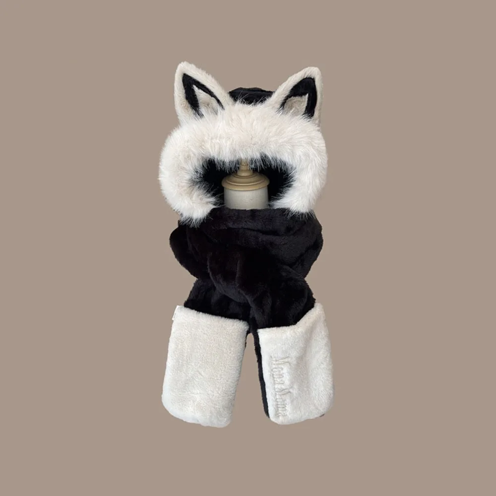 Nuovo cappello ispessito sciarpa guanti set peluche tenere al caldo berretti da donna berretto orecchio di volpe berretto di protezione per le orecchie antivento ciclismo