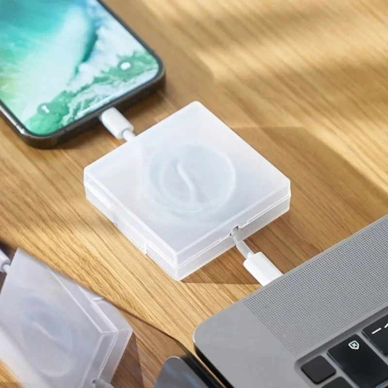 แบบพกพาโปร่งใสสายการจัดการสายไฟสาย USB Winder Retractable ผู้ถือโทรศัพท์ Charger สายไฟ Protector