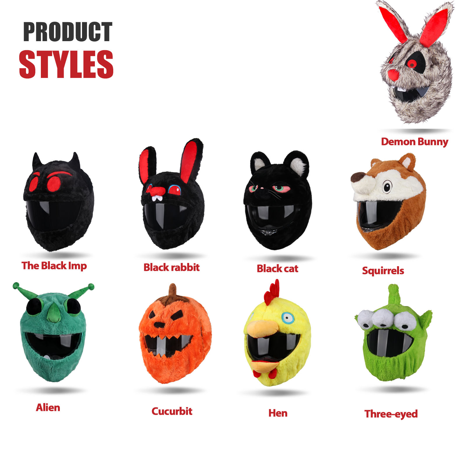 Motocicleta Capacete Proteção Chapelaria Capa, Cartoon Fluffy Plush Set, Full-Face Caso protetor, Moto Segurança, na moda