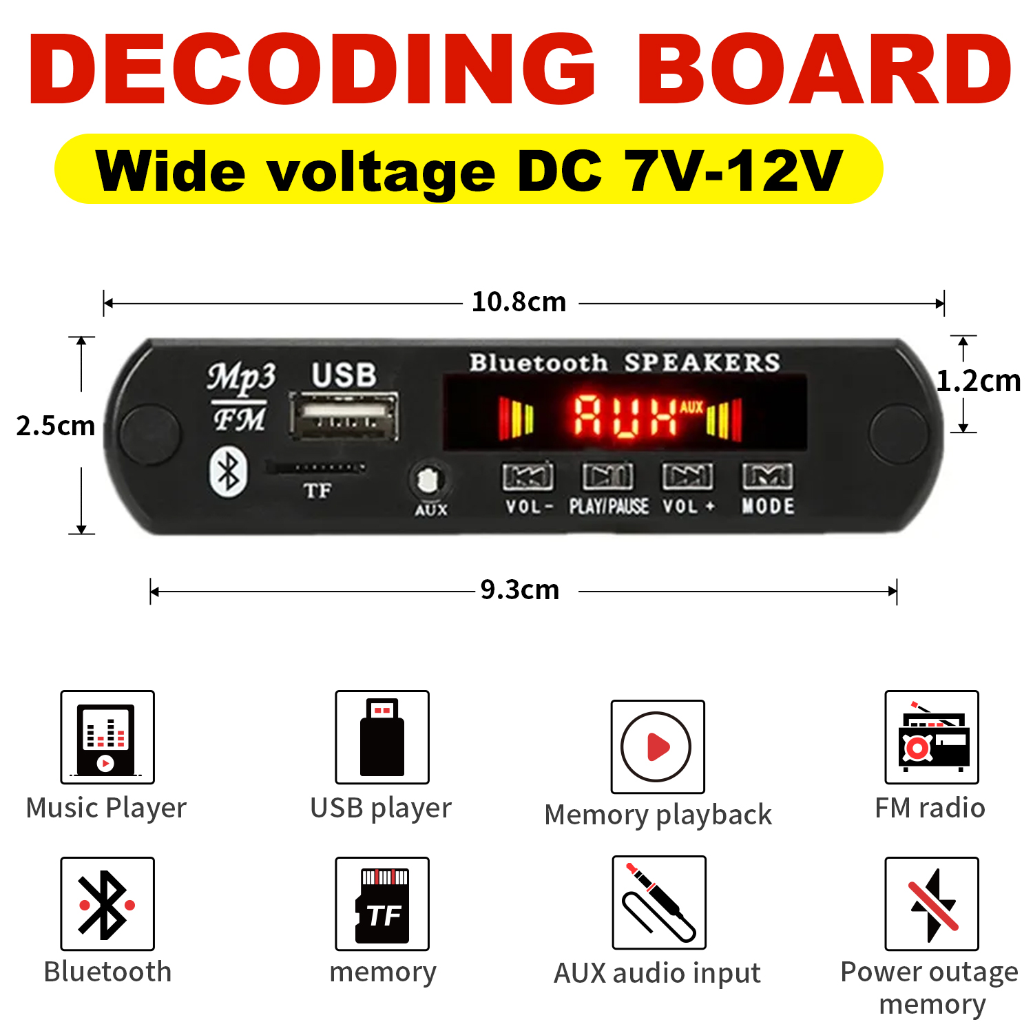 12v bluetooth 5.0 mp3 player placa decodificadora sem fio pasta comutação usb tf fm módulo chamada rádio kit carro para alto-falante