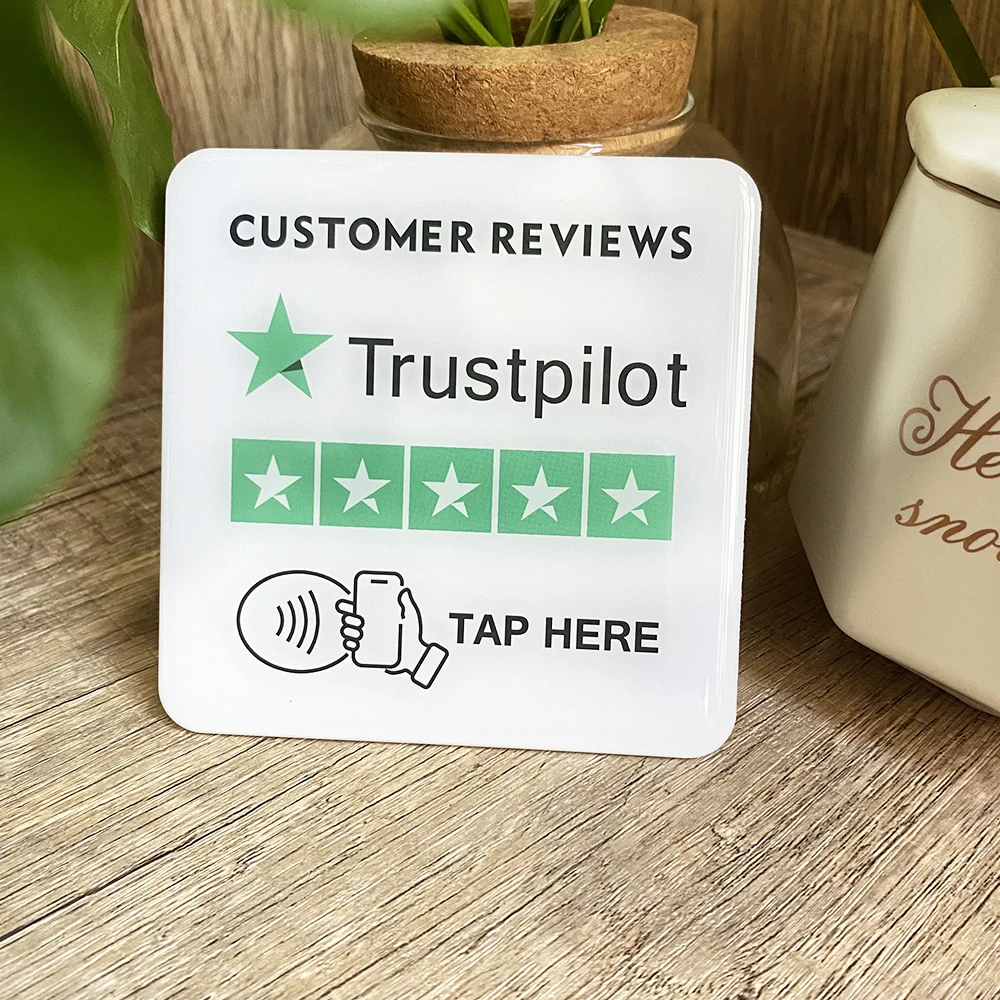 3,93 "X 3,93" Instagram Facebook Google Tripadvisor Trustpilot revisión NFC Tap Card Sign placa epoxi autoadhesiva adhesiva