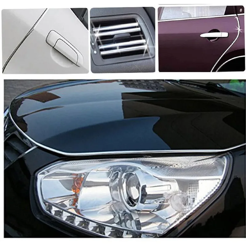 6mCar Door Chrome Moulding Trim Strip Edge Scratch Guard Protector Cover Strip Roll Chrome Styling Moulding Trim Strip
