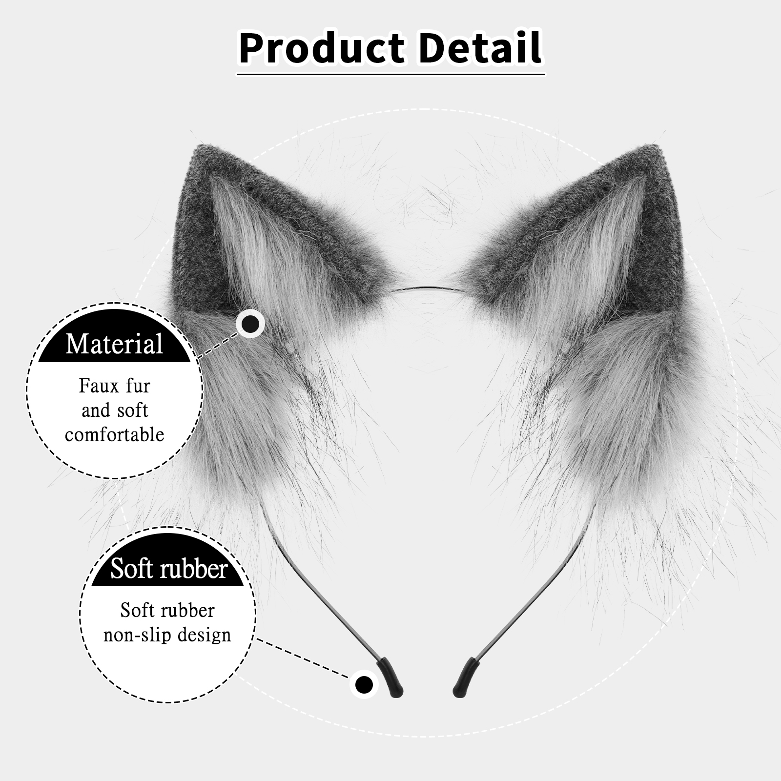 Diadema con orejas de animales de piel sintética hecha a mano, aro para el pelo con orejas de gato peludo y zorro, accesorio para disfraz para mascarada de Cosplay