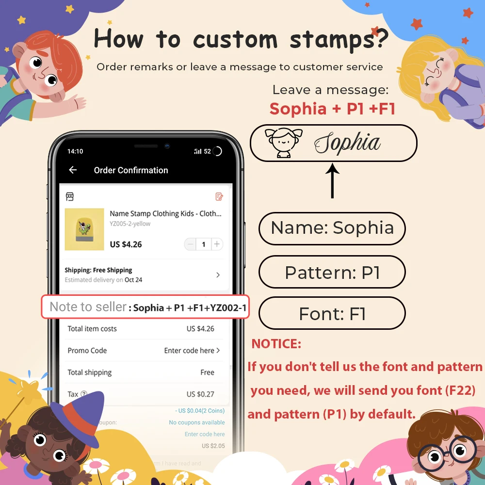 Cartoon Dinosaur Custom Children'S Name Stamp Diy Lettering Unicorn Personalized Custom Waterproof Clothing Mark Photosensitive