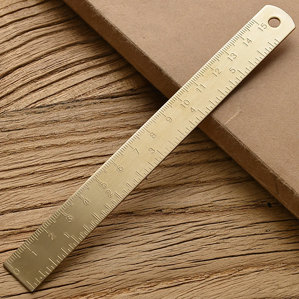 Righello dritto in ottone da 15cm per cancelleria per ufficio scolastico pittura in metallo strumenti di disegno segnalibro righello di misurazione in oro rosa