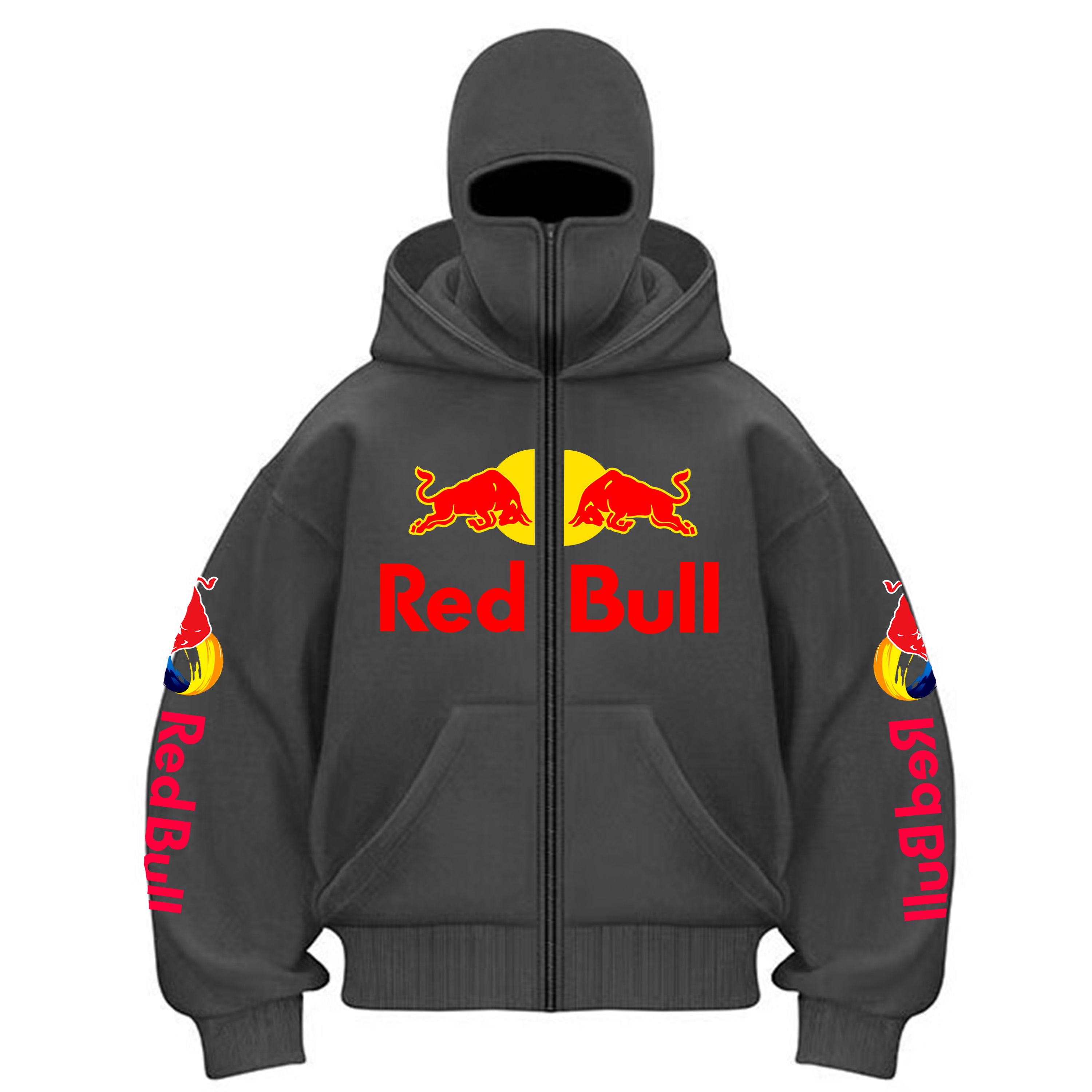 Nouveaux hommes automne/hiver Red Bull sport mode sweat à capuche avec fermeture éclair avec masque à capuche conception de fermeture éclair veste de sport activités de plein air