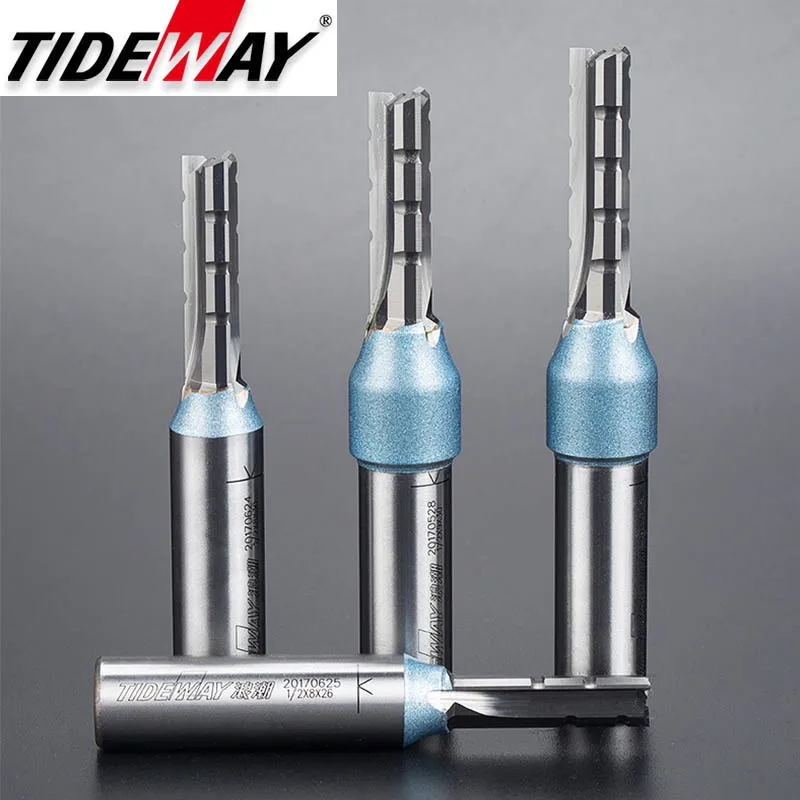 Tideway 1/2 Shank 3 ขลุ่ยตัดตรง Router Bit TCT เครื่องตัดไม้ CNC Trimming Slot Bits เครื่องตัดไม้