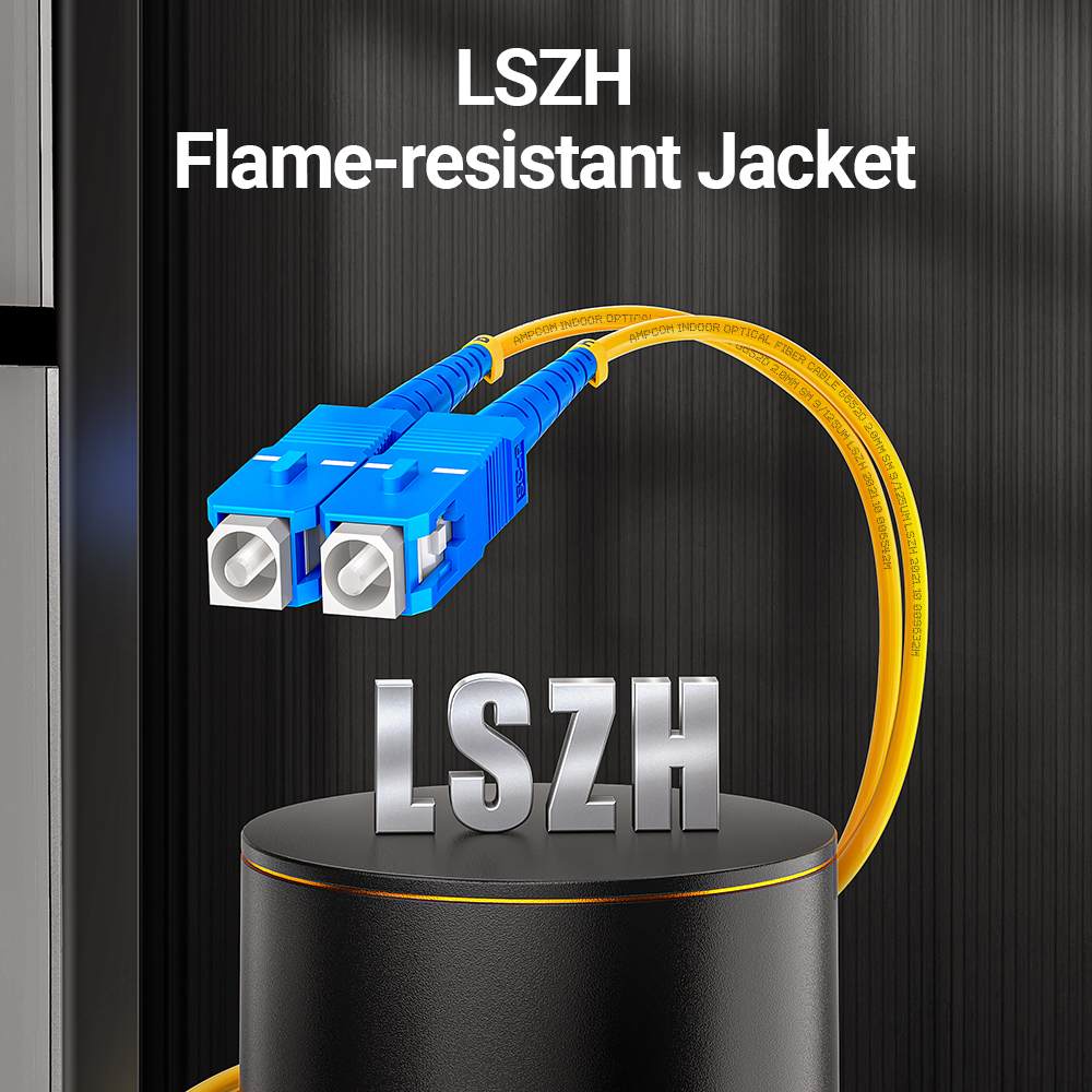 AMPCOM SC auf SC UPC Glasfaser-Patchkabel Singlemode Simplex SMF 9/125 μm Single Mode Bend Insensitive 2,0 mm Glasfaserkabel