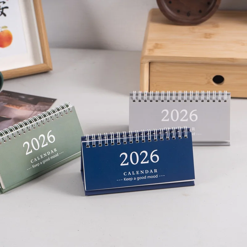 2026 Simple Style English Mini Desk Calendar Desktop Display Portable Calendar Desktop Decoration Handmade Diary