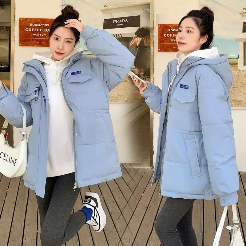 2023 neue Frauen Winter Brot Mantel Koreanische Lose Mit Kapuze Baumwolle Mantel Frauen Lange Parkas Winter Jacke Warme Dicke Baumwolle Gepolsterte Jacke