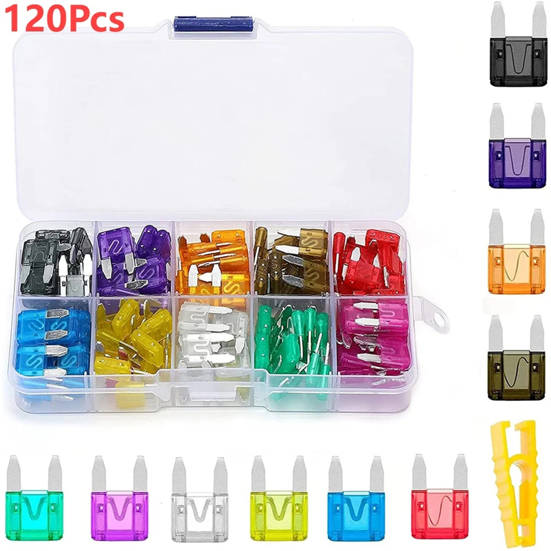 120 small car fuse sheets 2 3 5 7.5 10 15 20 25 30 35A with clip