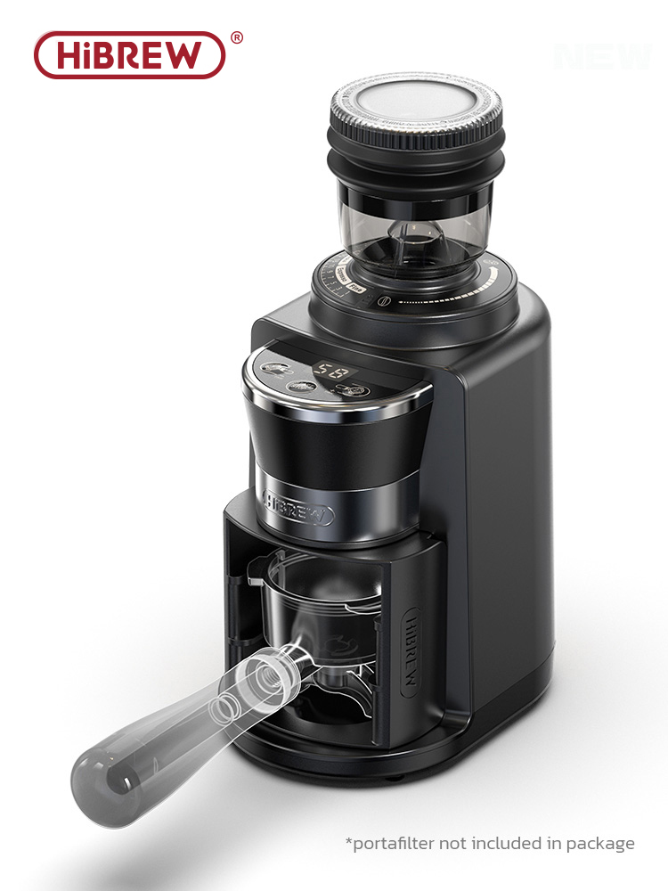 HiBREW-molinillo de café eléctrico automático con 34 engranajes para café expreso americano, almacenamiento Visual de granos G3A
