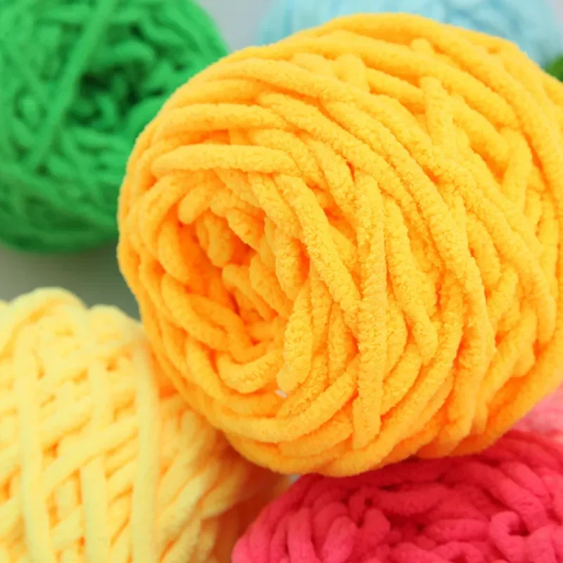 100g/ball Chenille ถักเส้นด้าย Soft Ice Strip Line เส้นด้ายฝ้าย DIY เส้นด้ายขนสัตว์สําหรับถักมือผ้าพันคอขนสัตว์หนาขายส่ง