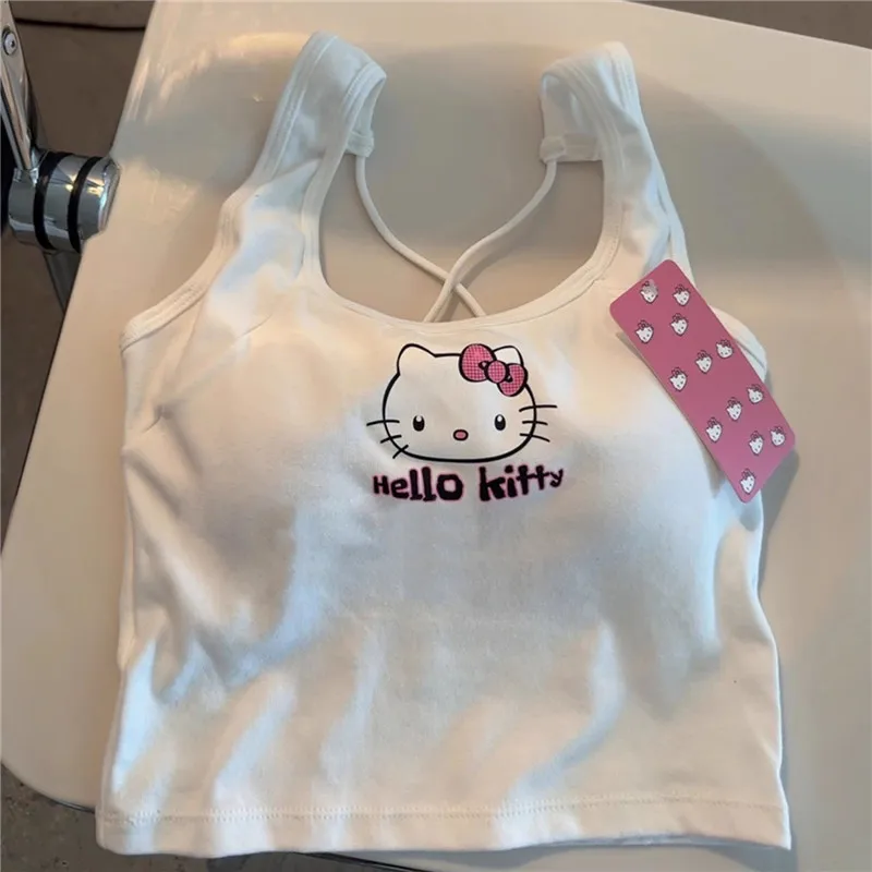 Sanrio Hello Kitty Hemdje Y2k Tank Tops Meisjes Zomer Mode Mouwloze T-shirts Cartoon Leuke Vrouw Nauwsluitende Binnenlaag